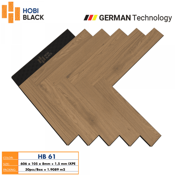 Sàn Gỗ Xương Cá Hobi Black Cốt Đen 8mm HB61