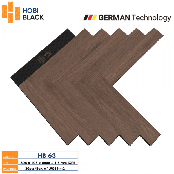 Sàn Gỗ Xương Cá Hobi Black Cốt Đen 8mm HB63