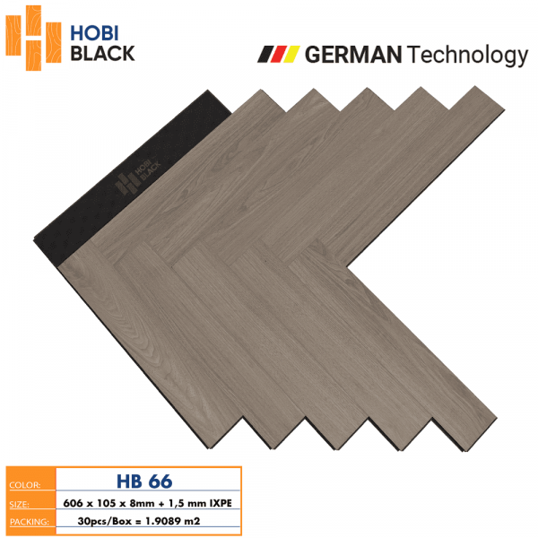 Sàn Gỗ Xương Cá Hobi Black Cốt Đen 8mm HB66