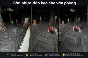Sàn nhựa bóc dán 200m2 cho văn phòng tại Long Biên Hà Nội