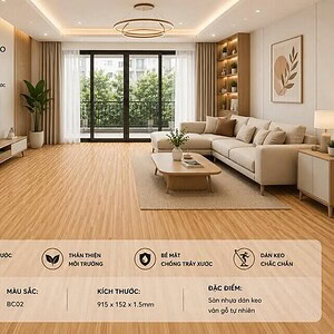 Sàn nhựa dán keo BC02 Không gian phòng khách