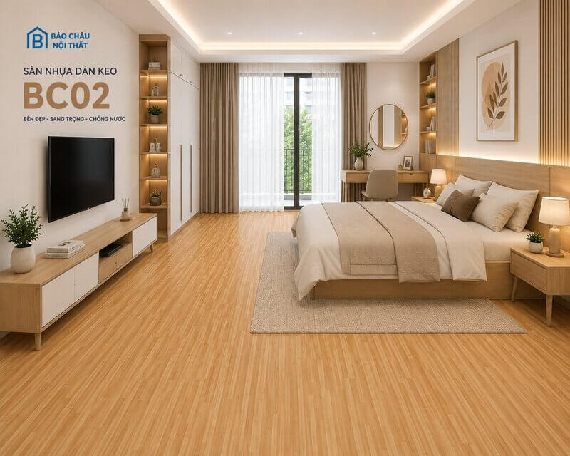 Sàn nhựa dán keo BC02 Không gian phòng ngủ