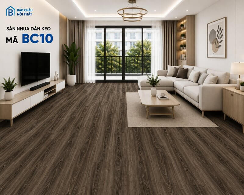 Sàn nhựa dán keo BC10 không gian phòng khách