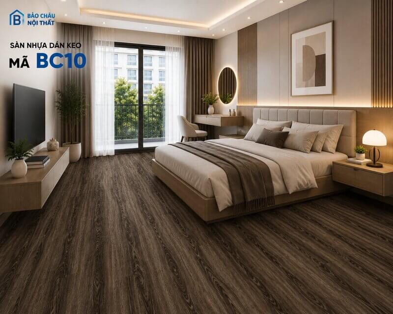 Sàn nhựa dán keo BC10 không gian phòng ngủ