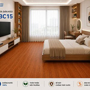 sàn nhựa keo sẵn mã BC15 không gian phòng ngủ