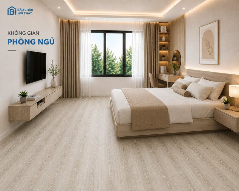 Sàn nhựa dán keo mã BC18 làm phòng ngủ