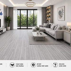 Sàn nhựa dán keo BC26 không gian phòng khách
