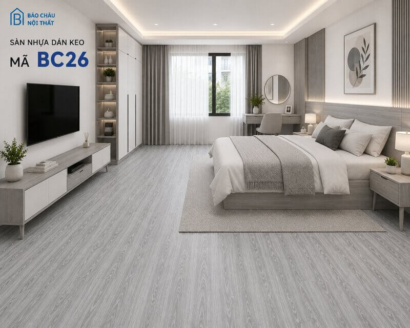 Sàn nhựa dán keo BC26 Không gian phòng ngủ