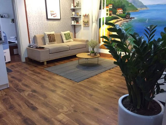 sàn nhựa dán keo phòng khách