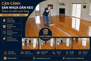 Cận cảnh sàn nhựa dán keo được vệ sinh sạch bóng