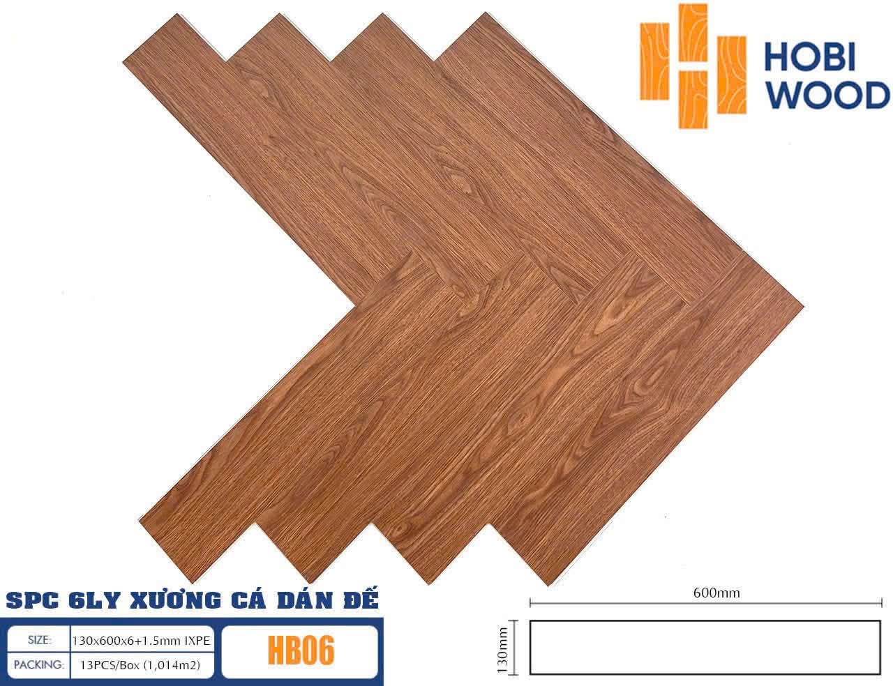 Sàn nhựa SPC xương cá Hobi HB06 màu nâu cam