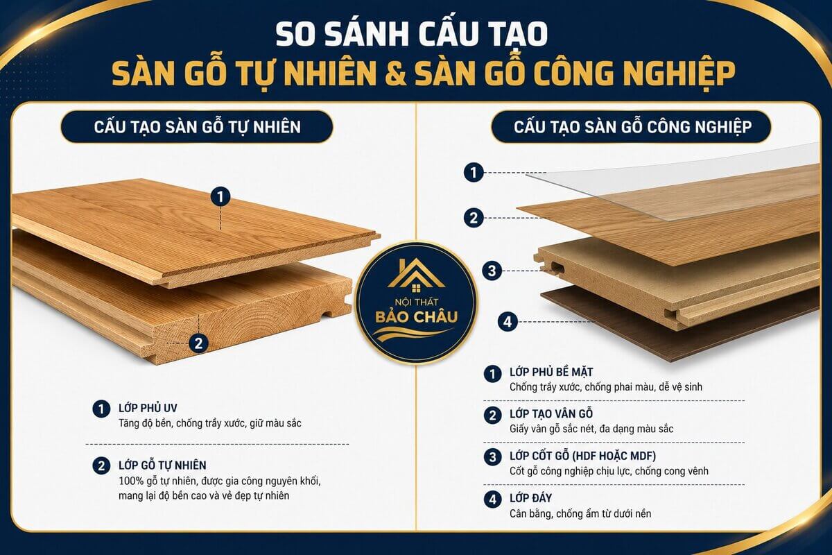 so sánh chất liệu sàn gỗ xương cá công nghiệp và tự nhiên