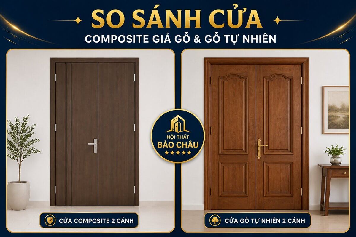 So sánh cửa composite giả gỗ và cửa gỗ tự nhiên