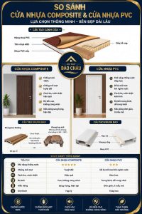 so sánh cửa nhựa composite và cửa nhựa PVC đặt cạnh nhau