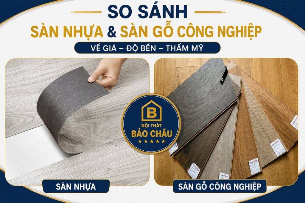 So sánh sàn nhựa và sàn gỗ công nghiệp về giá, độ bền, thẩm mỹ