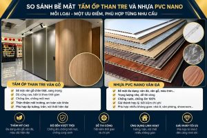 than tre vân gỗ và nano vân đá để so sánh bề mặt