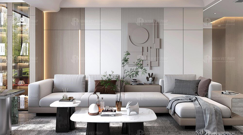 tấm ốp than tre phòng khách