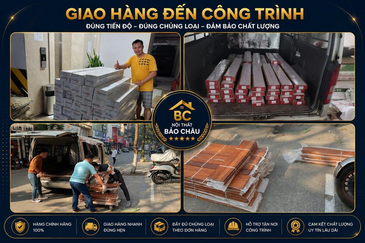 Xe vận chuyển vật liệu sàn nhựa Nội Thất Bảo Châu