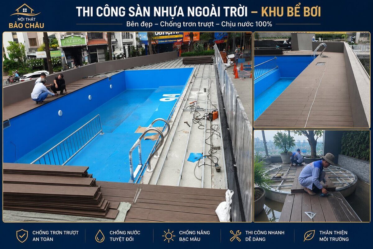 Công trình thi công sàn ngoài trời Bể Bơi