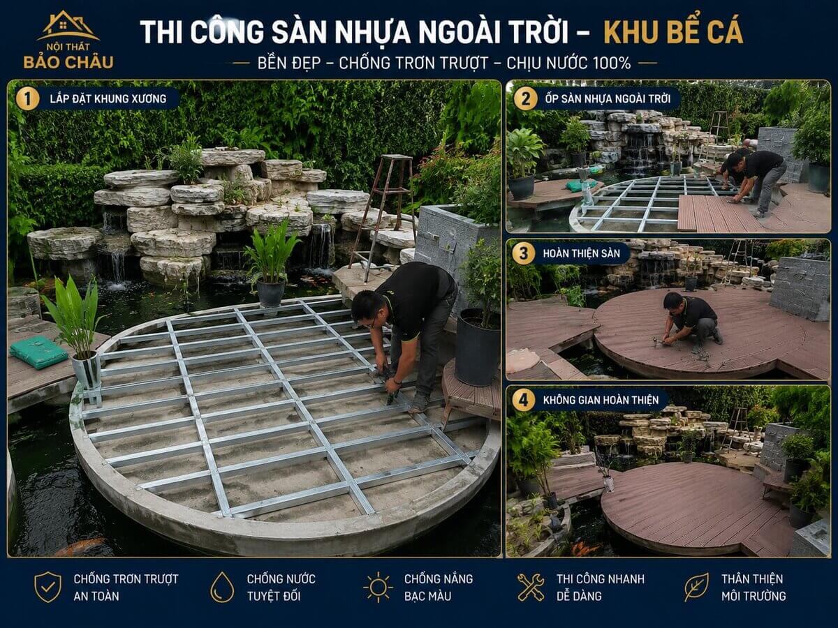 Công trình thi công sàn ngoài trời bể cá