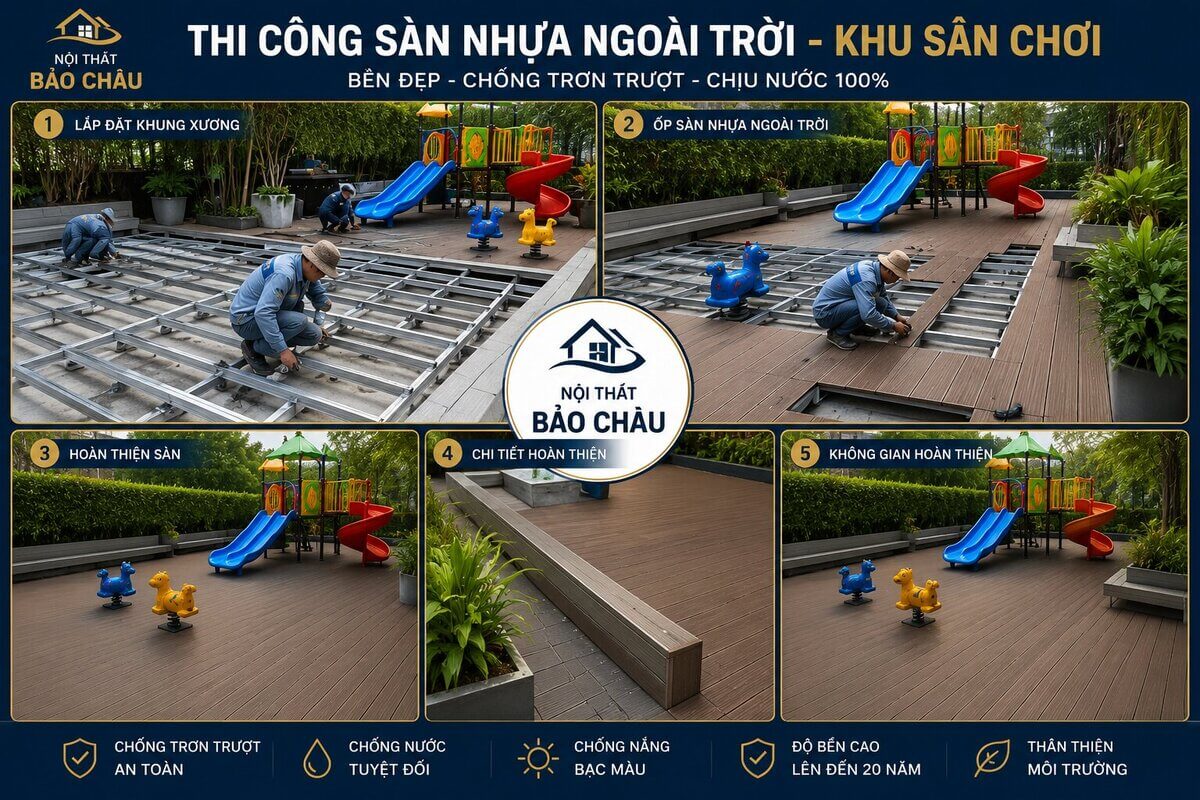 Công trình thi công sàn ngoài trời sân chơi