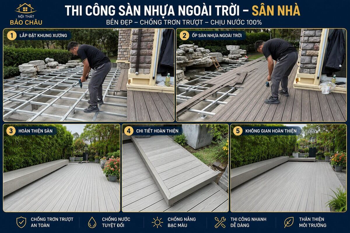 Công trình thi công sàn ngoài trời sân nhà