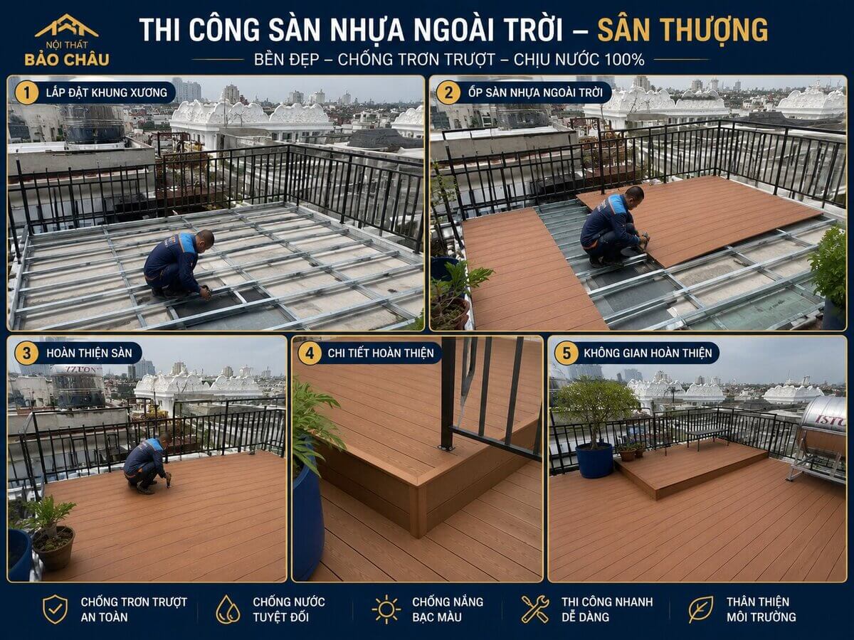 công trình sàn nhựa ngoài trời Bảo Châu ban công sân thượng
