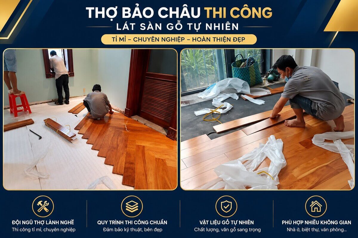 Thợ Bảo Châu thi công lát sàn gỗ tự nhiên