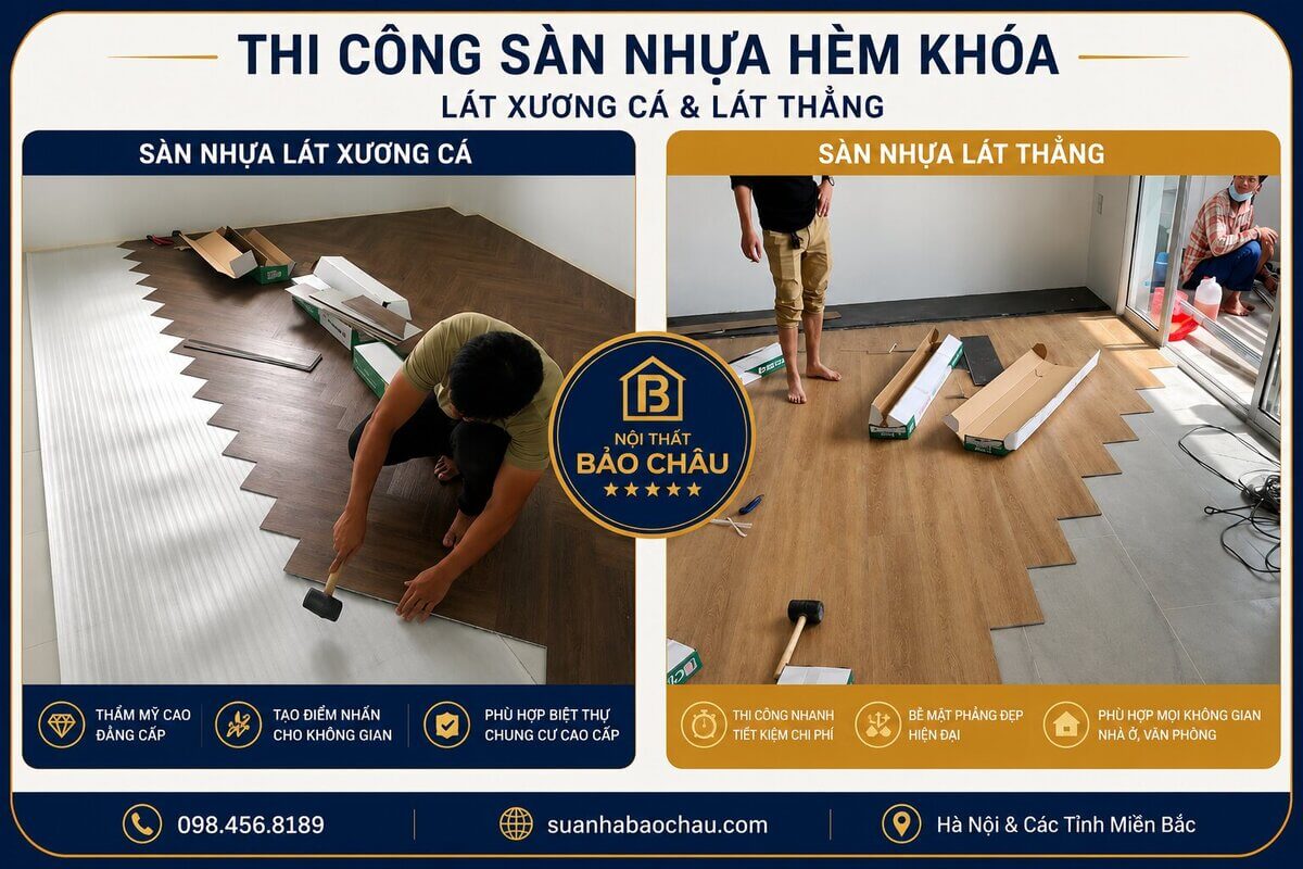 Lắp đặt sàn vinyl hèm khóa nhanh trên nền phẳng