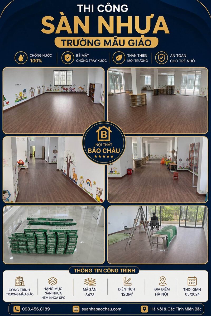 Trường mầm non trẻ em lát sàn nhựa 