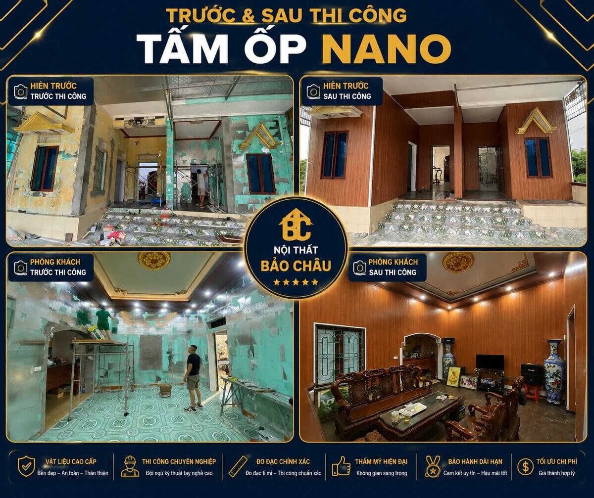So sánh tấm ốp tường trước và sau khi thay mới