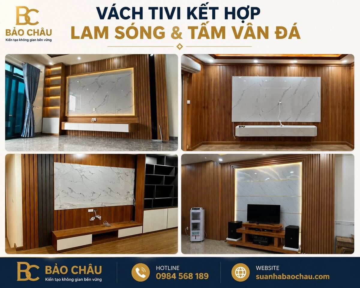 Tấm ốp nano vân đá ốp vách tivi phòng khách