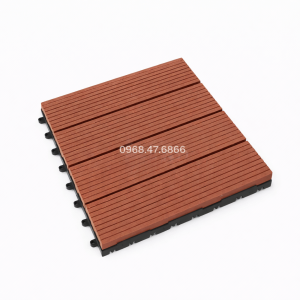 vỉ gỗ nhựa ngoài trời Bảo Châu vân 2D màu nâu đỏ