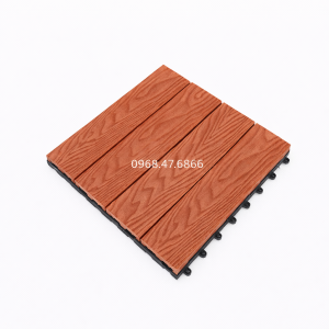 vỉ gỗ nhựa ngoài trời Bảo Châu vân 3D màu nâu đỏ